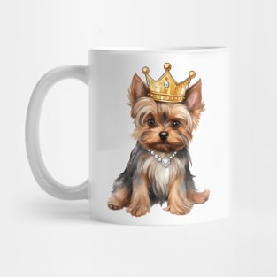 Watercolor Yorkshire Terrier Dog Wearing a Crown Mug